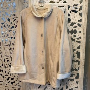 Liz Claiborne Faux Suede & Shearling Winter Jacket – Large | Like New